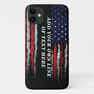 Add your own text on grunge American flag iPhone 11 Case