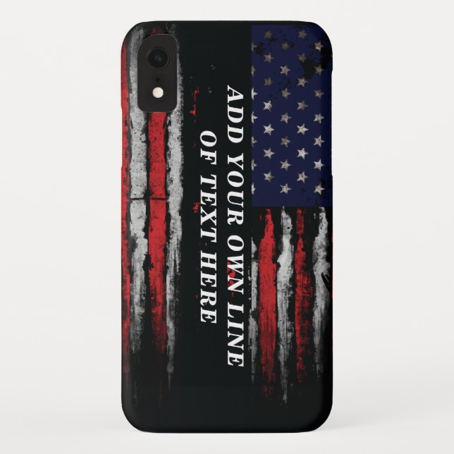 Add your own text on grunge American flag Case-Mate iPhone Case (Back)