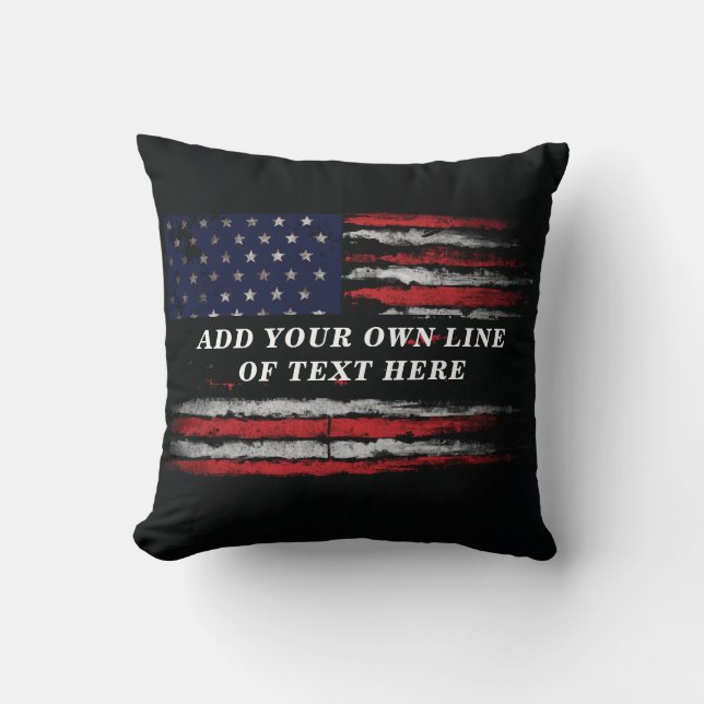 Add your own text on grunge American flag Cushion (Front)