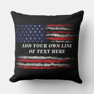 Add your own text on grunge American flag Cushion
