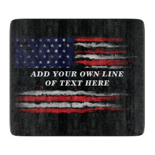 Add your own text on grunge American flag Cutting Board