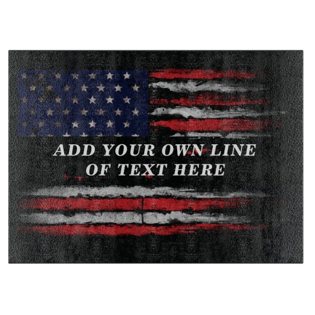 Add your own text on grunge American flag Cutting Board (Front)