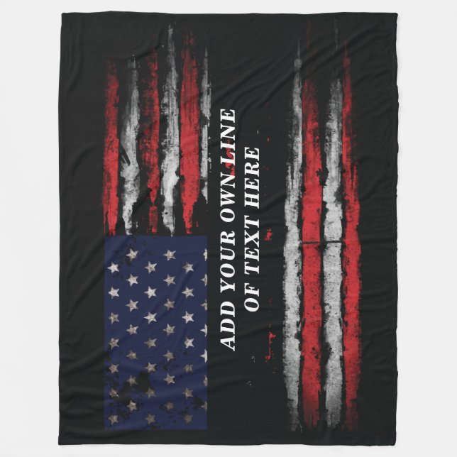 Add your own text on grunge American flag Fleece Blanket (Front)