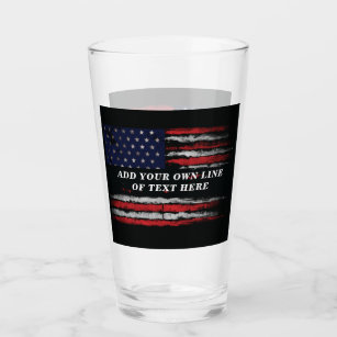 Add your own text on grunge American flag Glass