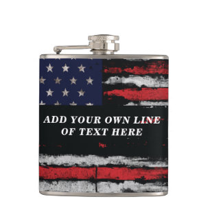 Add your own text on grunge American flag Hip Flask