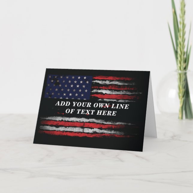 Add your own text on grunge American flag Holiday Card (Front)