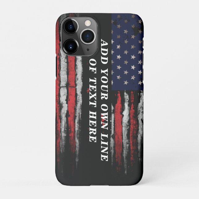 Add your own text on grunge American flag iPhone Case (Back)