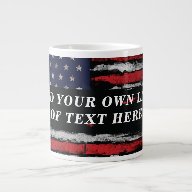 Add your own text on grunge American flag Large Coffee Mug (Front)