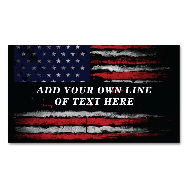 Add your own text on grunge American flag Magnetic Business Card (Front)