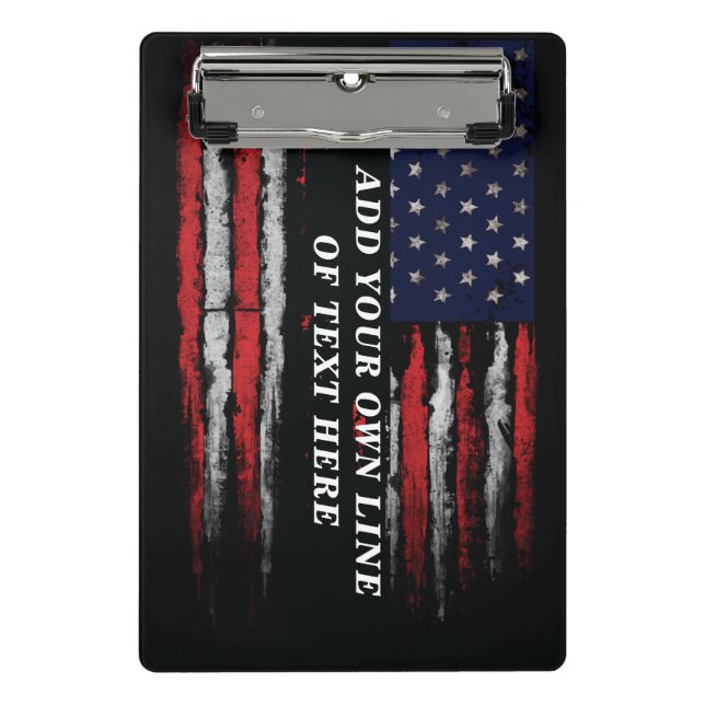 Add your own text on grunge American flag Mini Clipboard (Front)