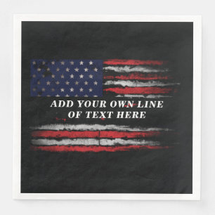 Add your own text on grunge American flag Napkin