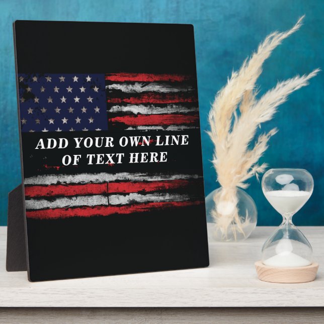Add your own text on grunge American flag Plaque (Side)