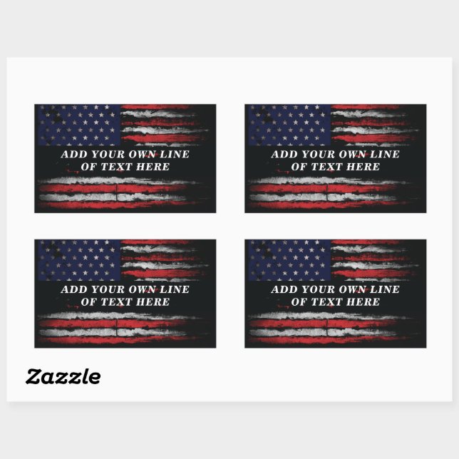 Add your own text on grunge American flag Rectangular Sticker (Sheet)