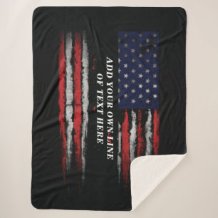 Add your own text on grunge American flag Sherpa Blanket