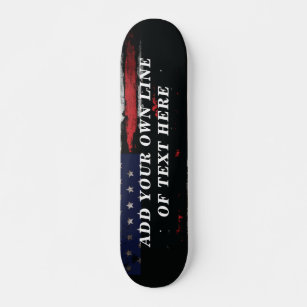 Add your own text on grunge American flag Skateboard