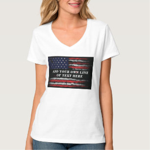 Add your own text on grunge American flag T-Shirt