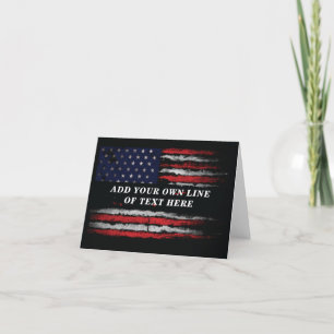Add your own text on grunge American flag Thank You Card