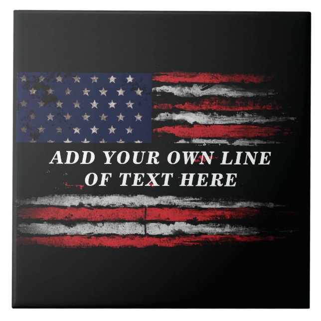 Add your own text on grunge American flag Tile (Front)