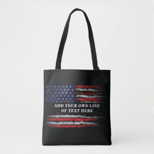Add your own text on grunge American flag Tote Bag