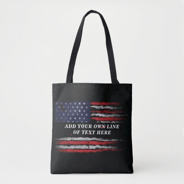 Add your own text on grunge American flag Tote Bag (Front)