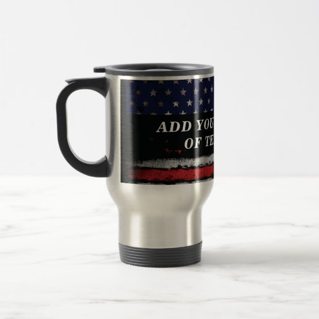 Add your own text on grunge American flag Travel Mug (Left)
