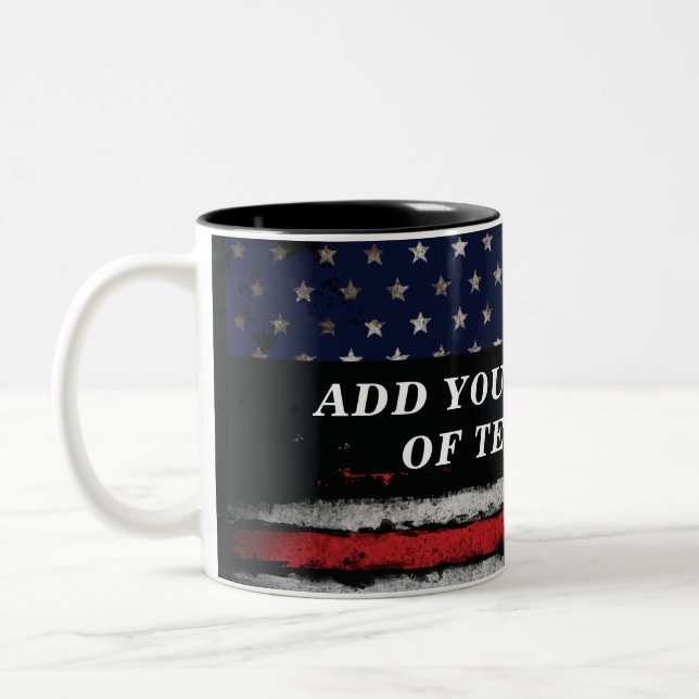 Add your own text on grunge American flag Two-Tone Coffee Mug (Left)