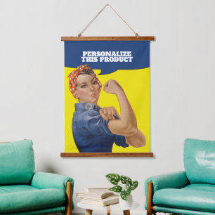 Add Your own Text Rosie the Riveter Personalised Hanging Tapestry