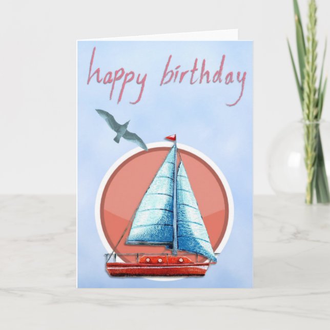 Add Your Own Text: Sailboat Birthday Card (Front)