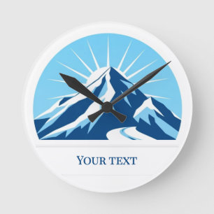 Add your own text ski resort mountain souvenir round clock