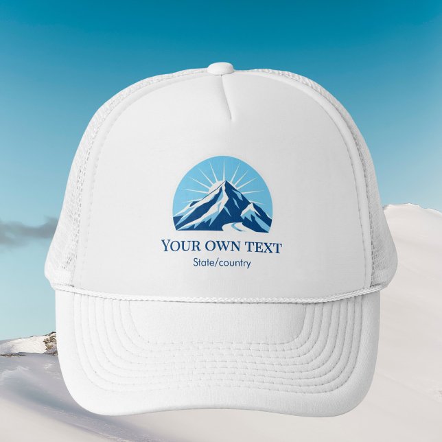 Add your own text ski resort mountain souvenir  trucker hat (Creator Uploaded)