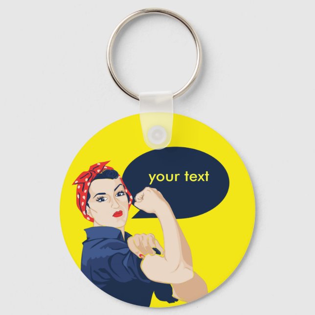Add your own text to rosie riveter key ring (Front)