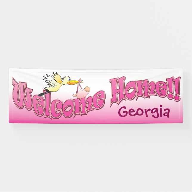 Add your own welcome home banner pink (Horizontal)