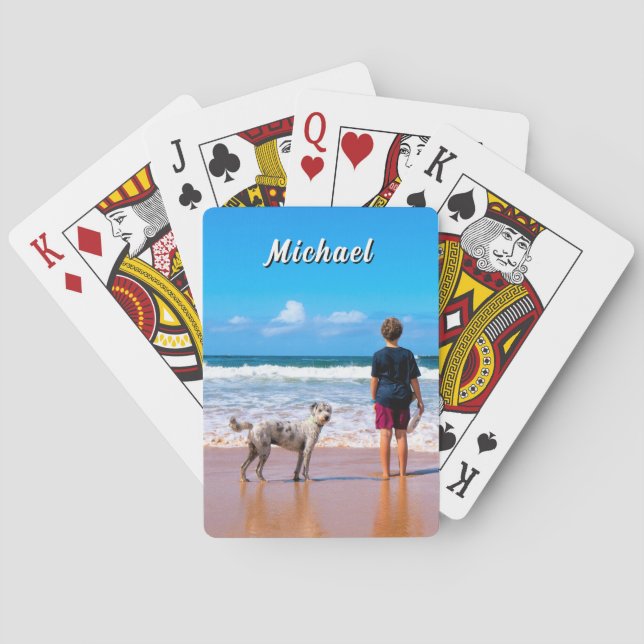 Add Your Pet Photo Playing Cards Gift Custom Name (Back)