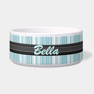 Add Your Pet's Name Blue Stripes Large Bowl