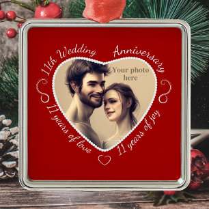 Add Your Photo 11 Years of Marriage Metal Tree Decoration