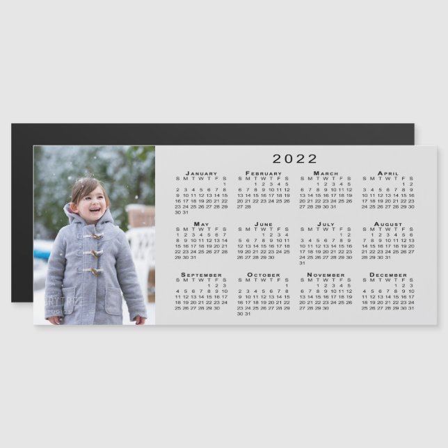 Add Your Photo 2022 Calendar on Grey Magnet (Front/Back)