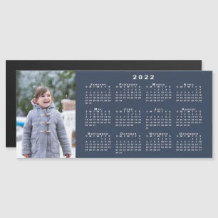 Add Your Photo 2022 Calendar on Navy Blue Magnet
