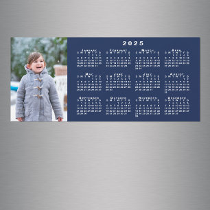 Add Your Photo 2025 Calendar on Navy Blue Magnet