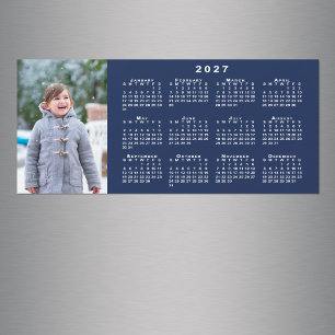 Add Your Photo 2027 Calendar Navy Blue Magnet