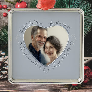Add Your Photo 25 Years of Marriage Metal Tree Decoration
