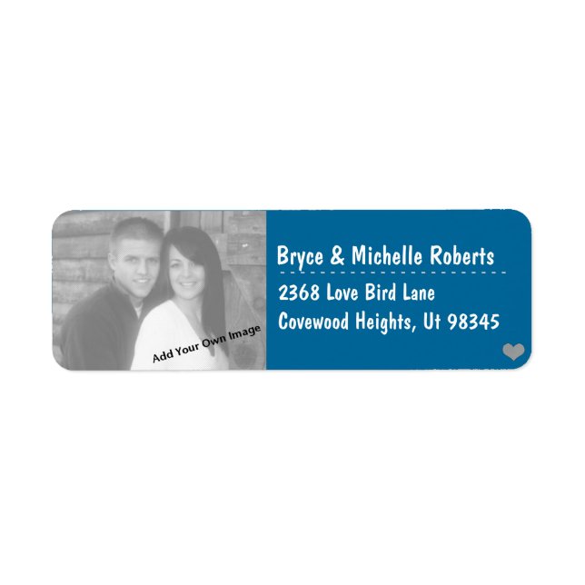 Add Your Photo and Info, Love Teal Address Labels (Front)