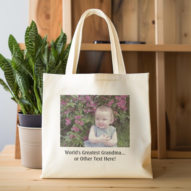Add your photo and simple text tote bag (Custom Tote Bag)