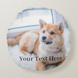 Add Your Photo and Text 2 Sided Customized Round Cushion