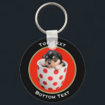Add Your Photo and Text Custom Key Ring<br><div class="desc">Add Your Photo and Text Custom Keychain. Personalise your keychain by uploading your own photo. Click "Customise" if the photo needs to be centred or resized in the round frame. There is an input box for curved text on the top and an input box for curved text on the bottom....</div>