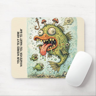 Add your photo and your weired text Funny fish Mouse Mat