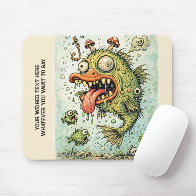 Add your photo and your weired text Funny fish Mouse Mat (With Mouse)