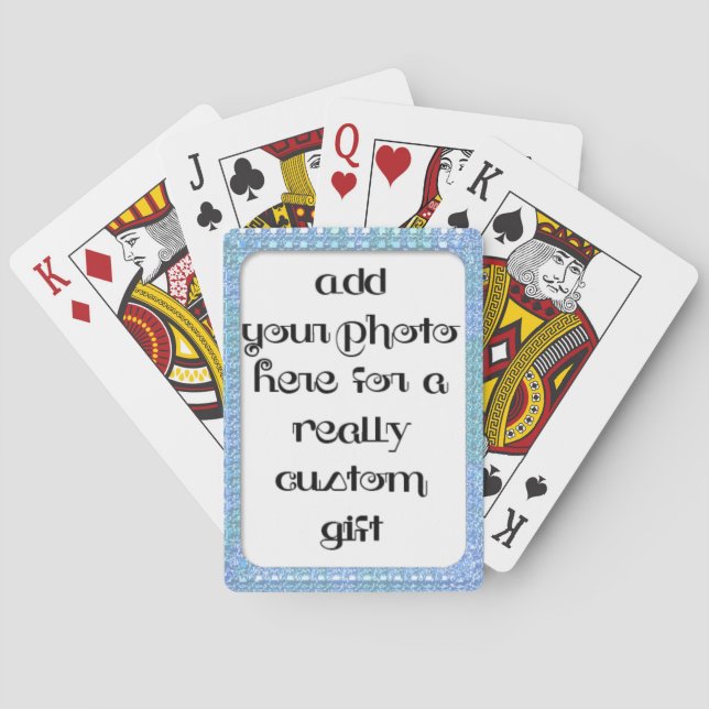 Add Your Photo Baby Blue  Frame Bicycle® Play Playing Cards (Back)