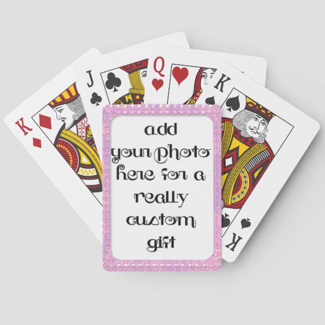 Add Your Photo Baby Pink Frame Bicycle® Play Playing Cards (Back)