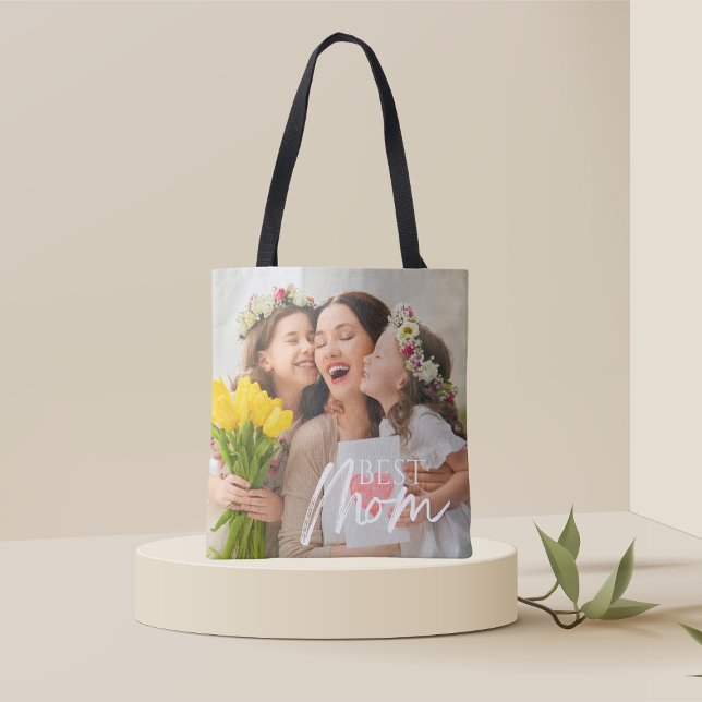 ADD YOUR PHOTO BEST MOM  TOTE BAG (Creator Uploaded)