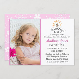 Add Your Photo Birthday Girl Birthday Party Invitation